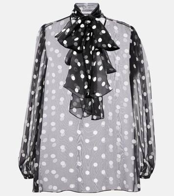 Polka-dot bow-detail silk chiffon blouse | Dolce&Gabbana