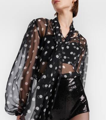 Polka-dot bow-detail silk chiffon blouse | Dolce&Gabbana