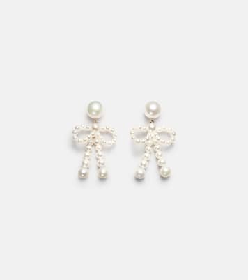Bow 14kt gold drop earrings with freshwater pearls | Sophie Bille Brahe