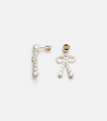 Bow 14kt gold drop earrings with freshwater pearls | Sophie Bille Brahe