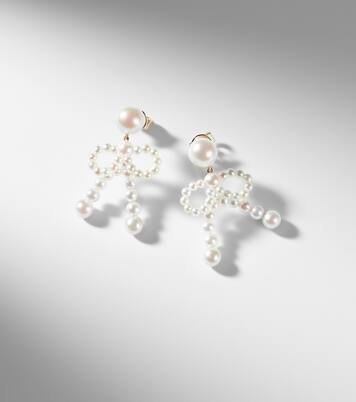 Bow 14kt gold drop earrings with freshwater pearls | Sophie Bille Brahe