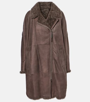 Shearling-lined leather coat | Brunello Cucinelli