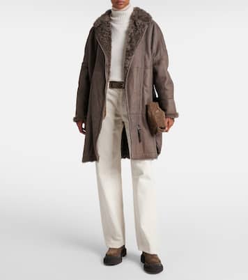 Shearling-lined leather coat | Brunello Cucinelli