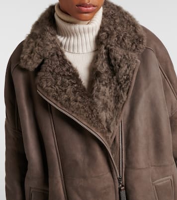 Shearling-lined leather coat | Brunello Cucinelli