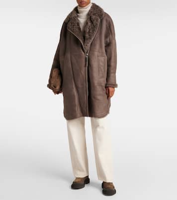 Shearling-lined leather coat | Brunello Cucinelli