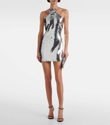 Sequined floral-appliqué minidress | Magda Butrym