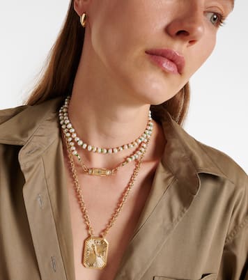 Baby 14kt gold locket necklace with diamonds and pearls | Marie Lichtenberg