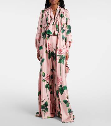 Bedrucktes Maxikleid aus Seidensatin | Dolce&Gabbana