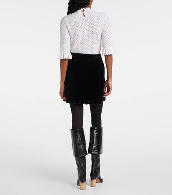 Scalloped cotton velvet miniskirt | Chloé