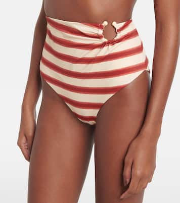 Striped high-rise bikini bottoms | Johanna Ortiz