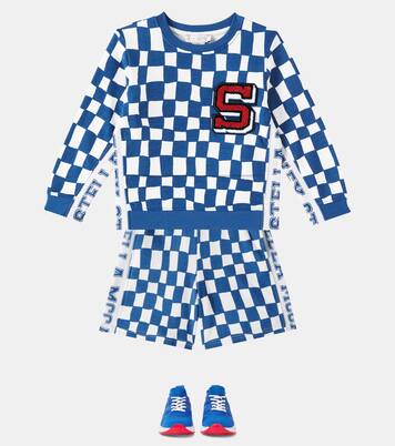 Logo checked cotton jersey shorts | Stella McCartney Kids