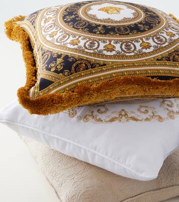 Barocco embroidered cotton-blend cushion | Versace Home