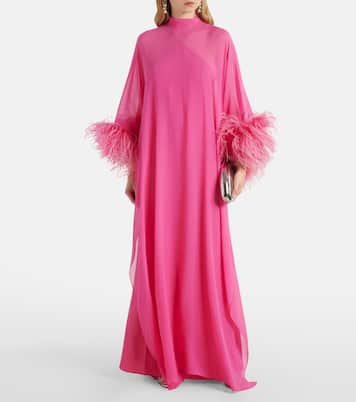 Penelope feather-trimmed silk kaftan | Taller Marmo