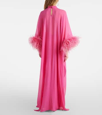 Penelope feather-trimmed silk kaftan | Taller Marmo