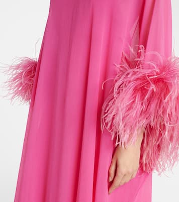 Penelope feather-trimmed silk kaftan | Taller Marmo