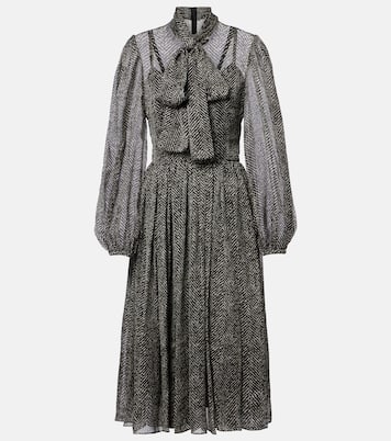 Chevron tie-neck silk-blend midi dress  | Dolce&Gabbana