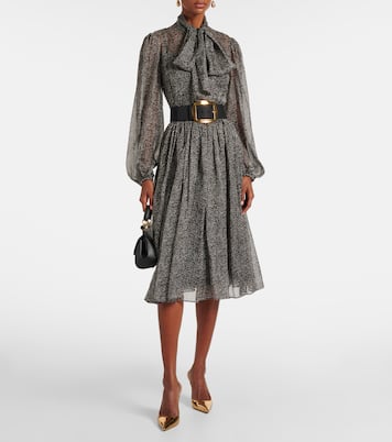 Chevron tie-neck silk-blend midi dress  | Dolce&Gabbana