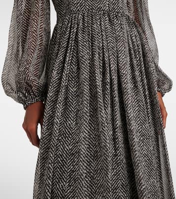 Chevron tie-neck silk-blend midi dress  | Dolce&Gabbana