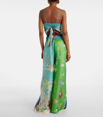 Pantalon ample Daria imprimé en soie | Alémais