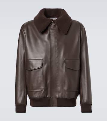 Shearling-trimmed leather bomber jacket | Gabriela Hearst
