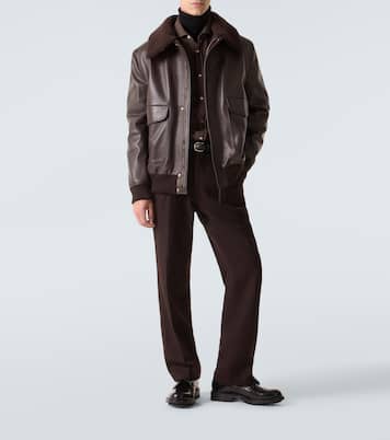 Shearling-trimmed leather bomber jacket | Gabriela Hearst