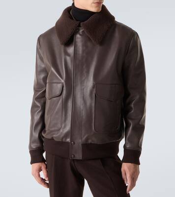 Shearling-trimmed leather bomber jacket | Gabriela Hearst