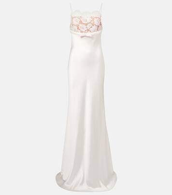 Robe longue en satin et dentelle | Self-Portrait