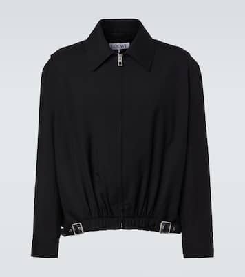 Chaqueta de lana con piel y cinturón | Loewe