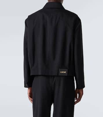 Chaqueta de lana con piel y cinturón | Loewe