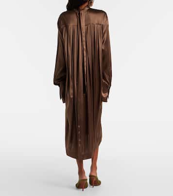 Turtleneck silk-blend satin midi dress | Dries Van Noten