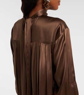 Turtleneck silk-blend satin midi dress | Dries Van Noten