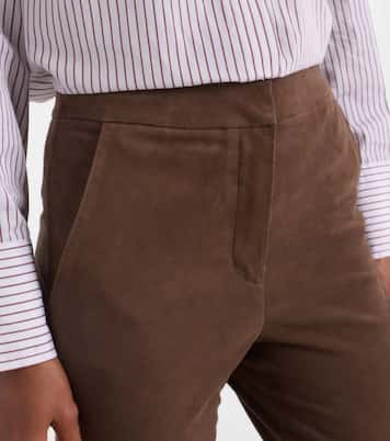 High-Rise-Schlaghose Gracie aus Veloursleder | Veronica Beard