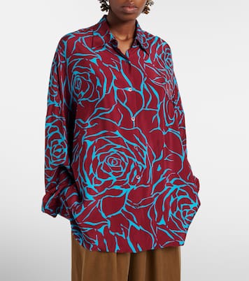 Printed oversized satin shirt | Dries Van Noten