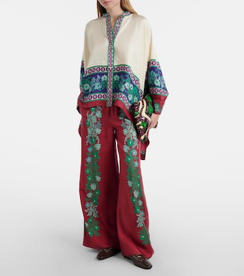 Bedruckte Palazzo-Hose aus Seiden-Twill | La DoubleJ