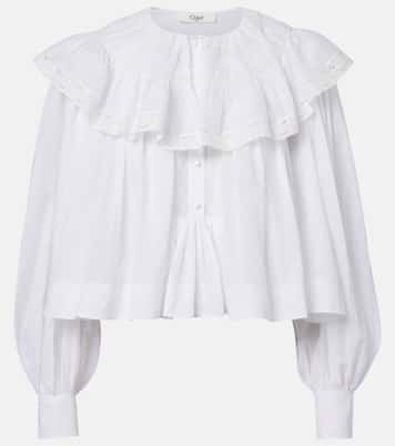 Lace-trimmed cotton voile blouse | Chloé