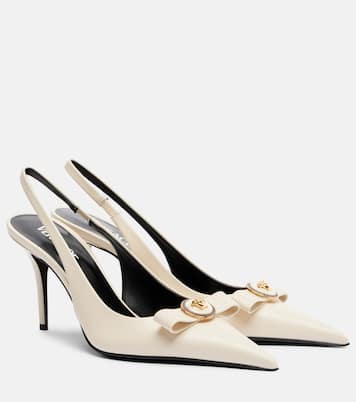 Gianni Ribbon 85 leather slingback pumps | Versace