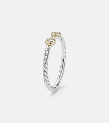 Anello Cable Open in argento sterling e oro 14kt con diamanti | David Yurman