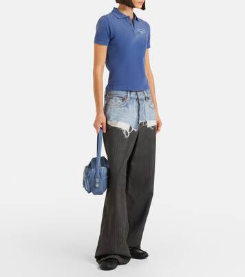 Faded cotton-blend piqué polo shirt | Acne Studios