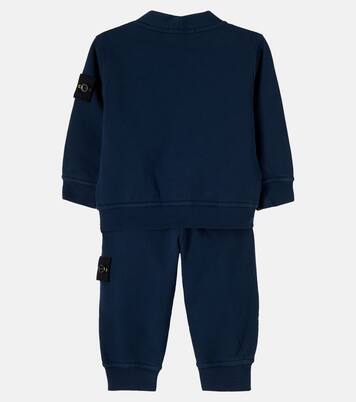 Baby cotton cardigan, sweatpants and blanket set | Stone Island Junior