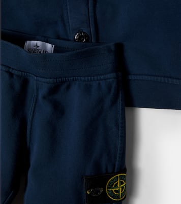 Baby cotton cardigan, sweatpants and blanket set | Stone Island Junior