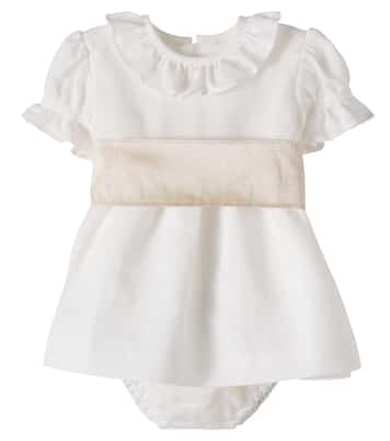 Baby Vega linen and cotton dress and bloomers set | La Coqueta