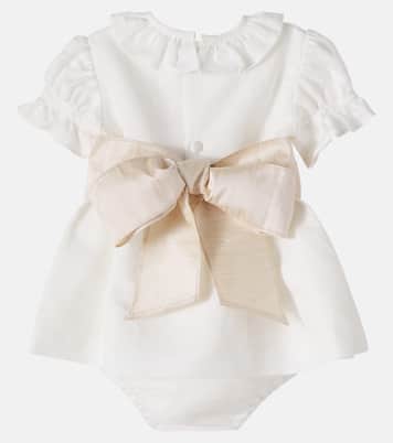 Baby Vega linen and cotton dress and bloomers set | La Coqueta