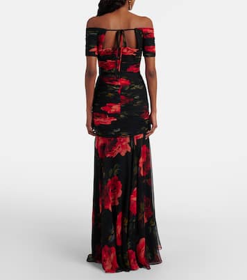 Off-Shoulder-Robe aus Seidenchiffon | Carolina Herrera