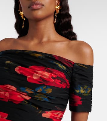 Off-Shoulder-Robe aus Seidenchiffon | Carolina Herrera