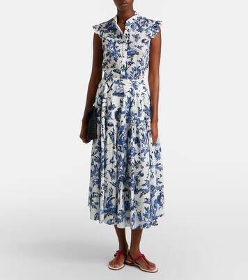 Falda midi de popelín floral | Erdem