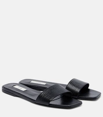 Lizard-effect leather slides | Toteme