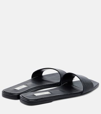 Lizard-effect leather slides | Toteme