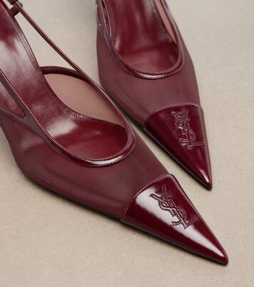 Renée leather-trimmed slingback pumps | Saint Laurent