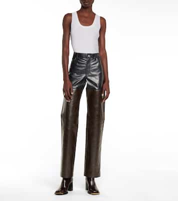Gerade High-Rise-Hose aus Leder | Peter Do