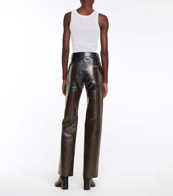 Gerade High-Rise-Hose aus Leder | Peter Do